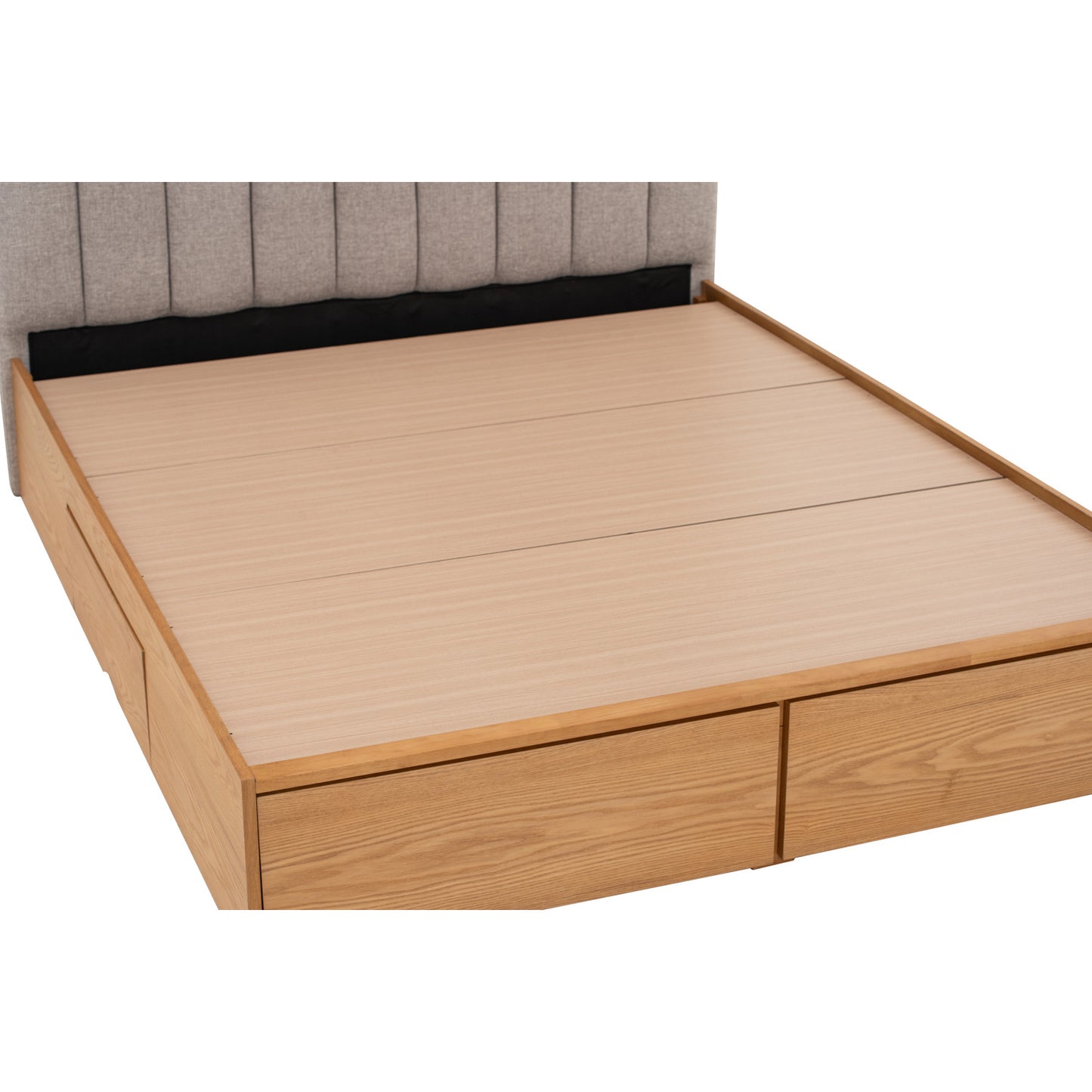 MOLA Bedframe With Storage - Natural, Grey (Queen Size)
