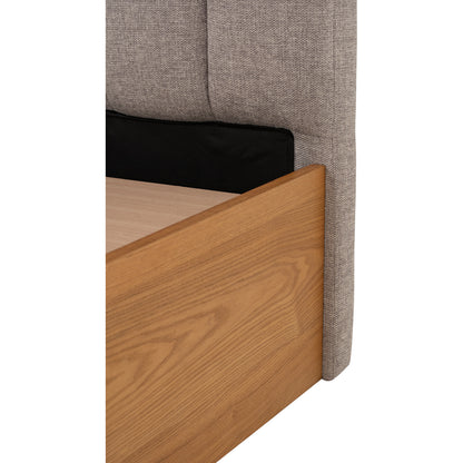 MOLA Bedframe With Storage - Natural, Grey (Queen Size)