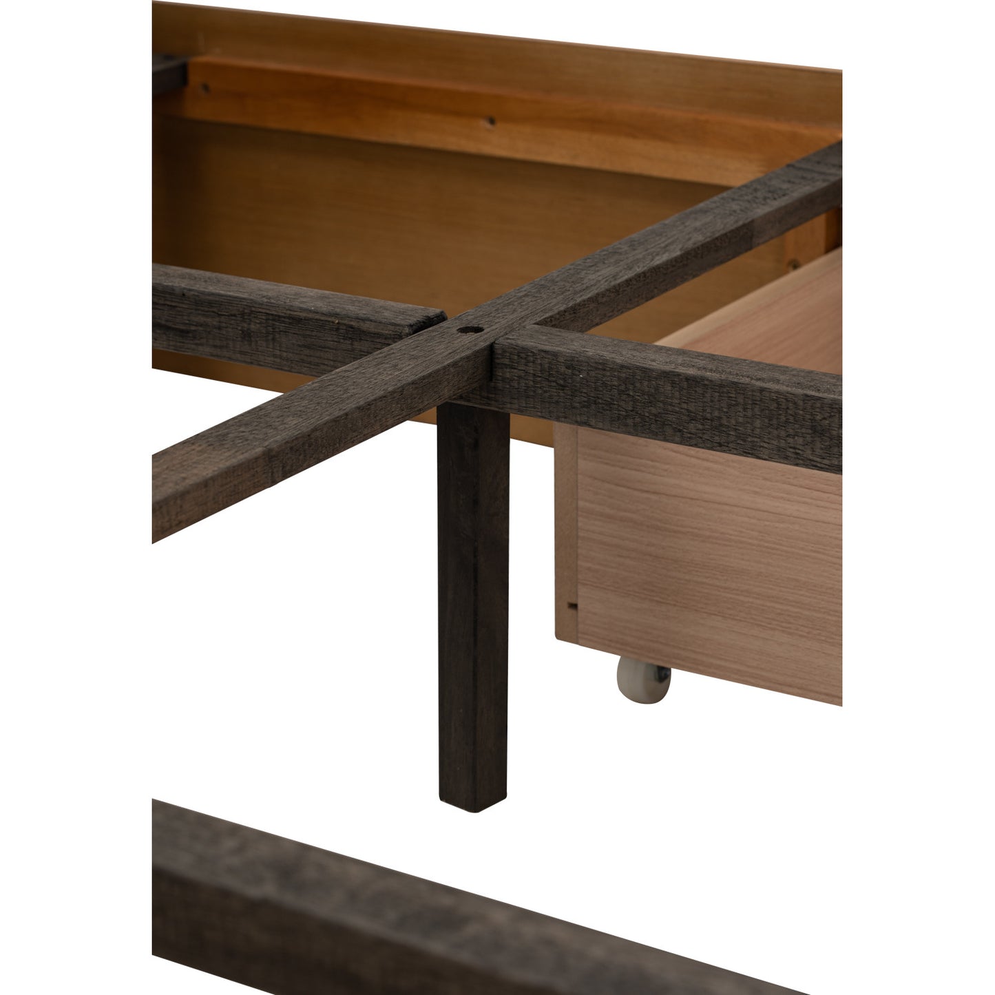 MOLA Bedframe With Storage - Natural, Grey (Queen Size)