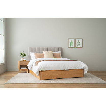 MOLA Bedframe With Storage - Natural, Grey (Queen Size)
