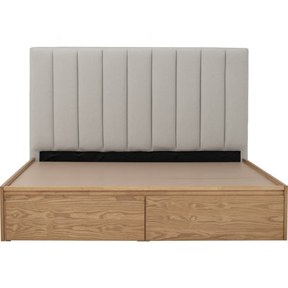 MOLA Bedframe With Storage - Natural, Grey (Queen Size)(Pets Friendly Fabric)