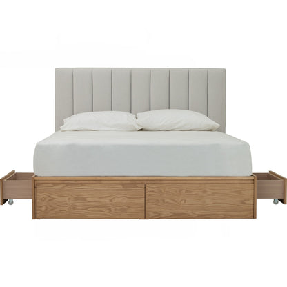 MOLA Bedframe With Storage - Natural, Grey (Queen Size)(Pets Friendly Fabric)