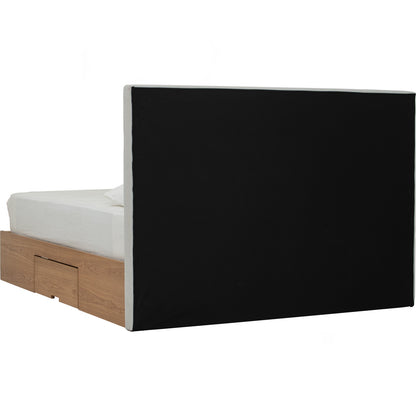 MOLA Bedframe With Storage - Natural, Grey (Queen Size)(Pets Friendly Fabric)