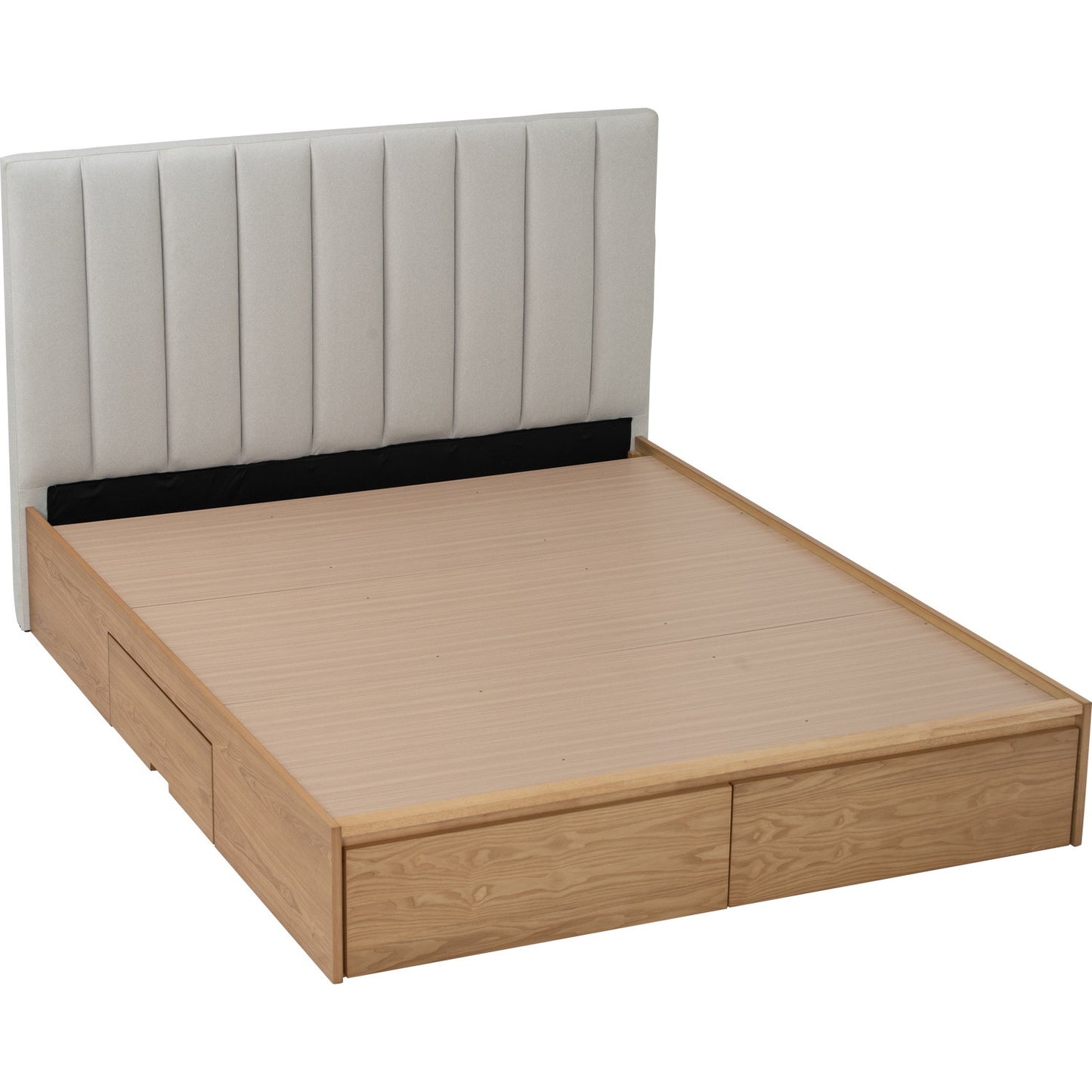 MOLA Bedframe With Storage - Natural, Grey (Queen Size)(Pets Friendly Fabric)