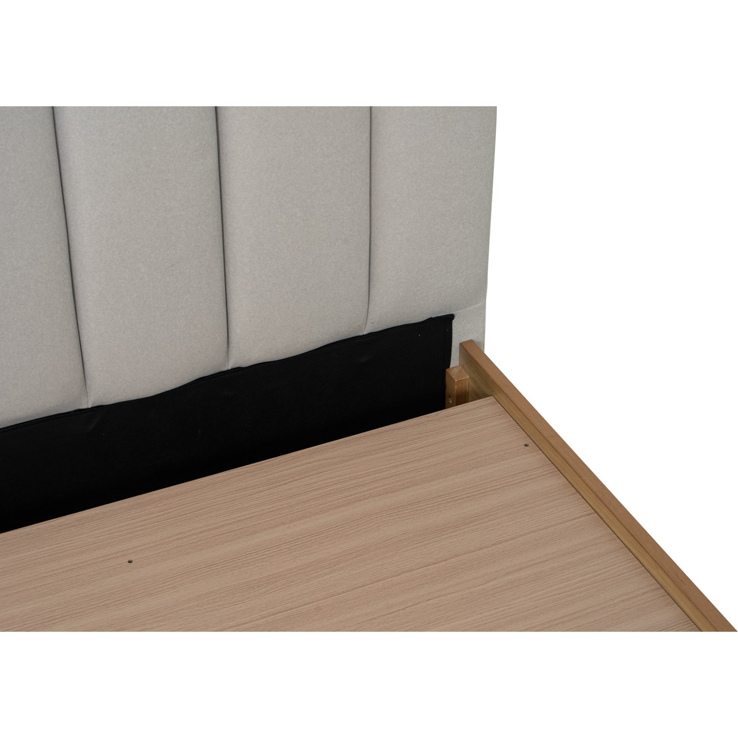 MOLA Bedframe With Storage - Natural, Grey (Queen Size)(Pets Friendly Fabric)