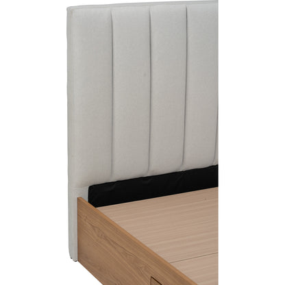 MOLA Bedframe With Storage - Natural, Grey (Queen Size)(Pets Friendly Fabric)