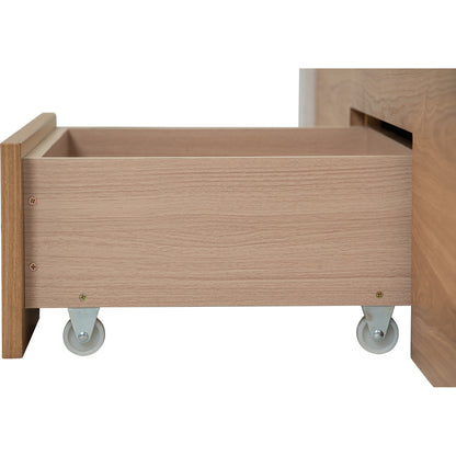 MOLA Bedframe With Storage - Natural, Grey (Queen Size)(Pets Friendly Fabric)