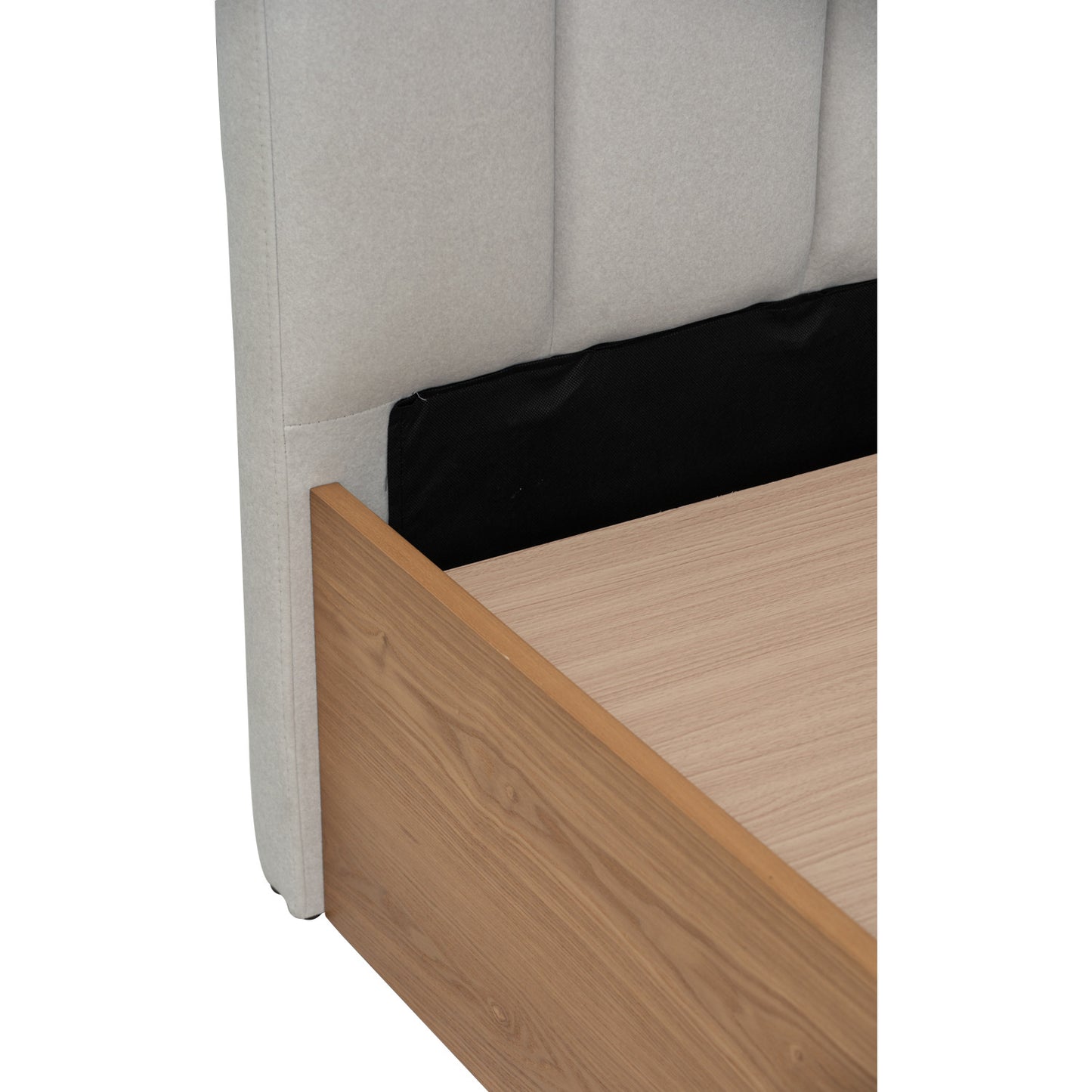 MOLA Bedframe With Storage - Natural, Grey (Queen Size)(Pets Friendly Fabric)