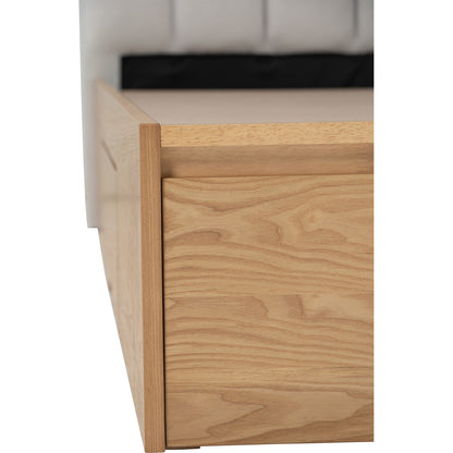 MOLA Bedframe With Storage - Natural, Grey (Queen Size)(Pets Friendly Fabric)