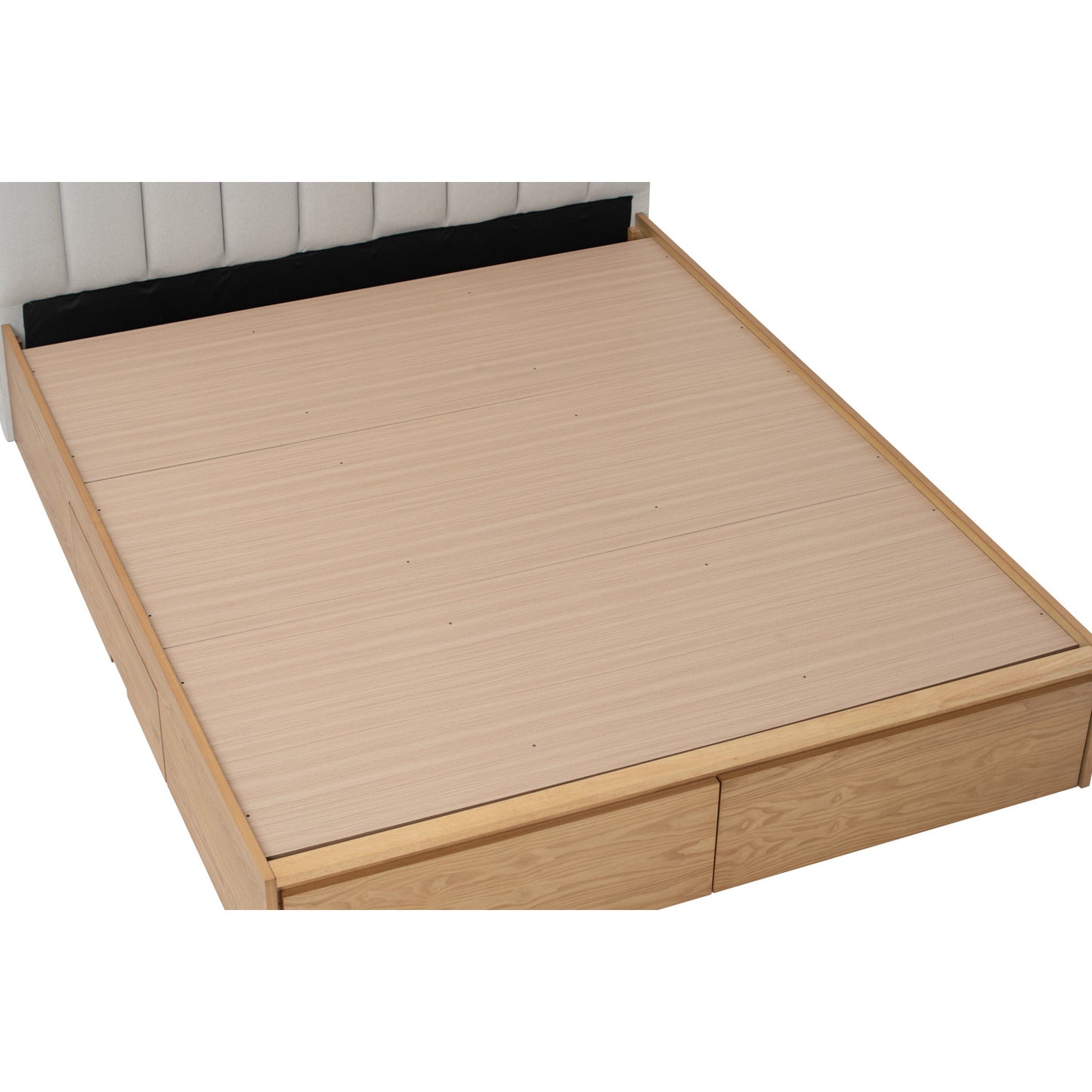 MOLA Bedframe With Storage - Natural, Grey (Queen Size)(Pets Friendly Fabric)