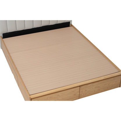 MOLA Bedframe With Storage - Natural, Grey (Queen Size)(Pets Friendly Fabric)