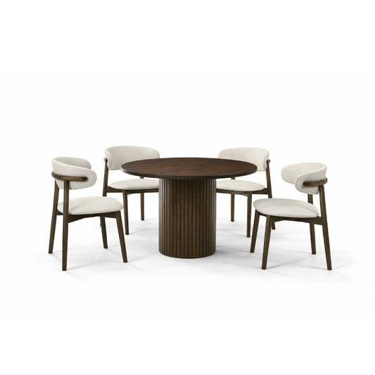 Dining Set ( 1 Mola Round Table + 4 Nessa Chair ) - Walnut