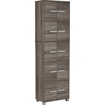 NAOMI 10 Door Storage Box With Lock - Sonoma Dark