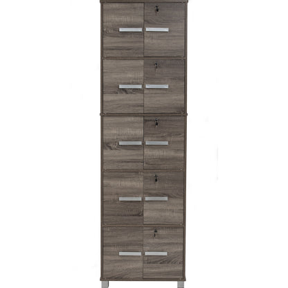 NAOMI 10 Door Storage Box With Lock - Sonoma Dark