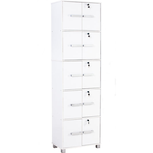 NAOMI 10 Door Storage Box With Lock - White