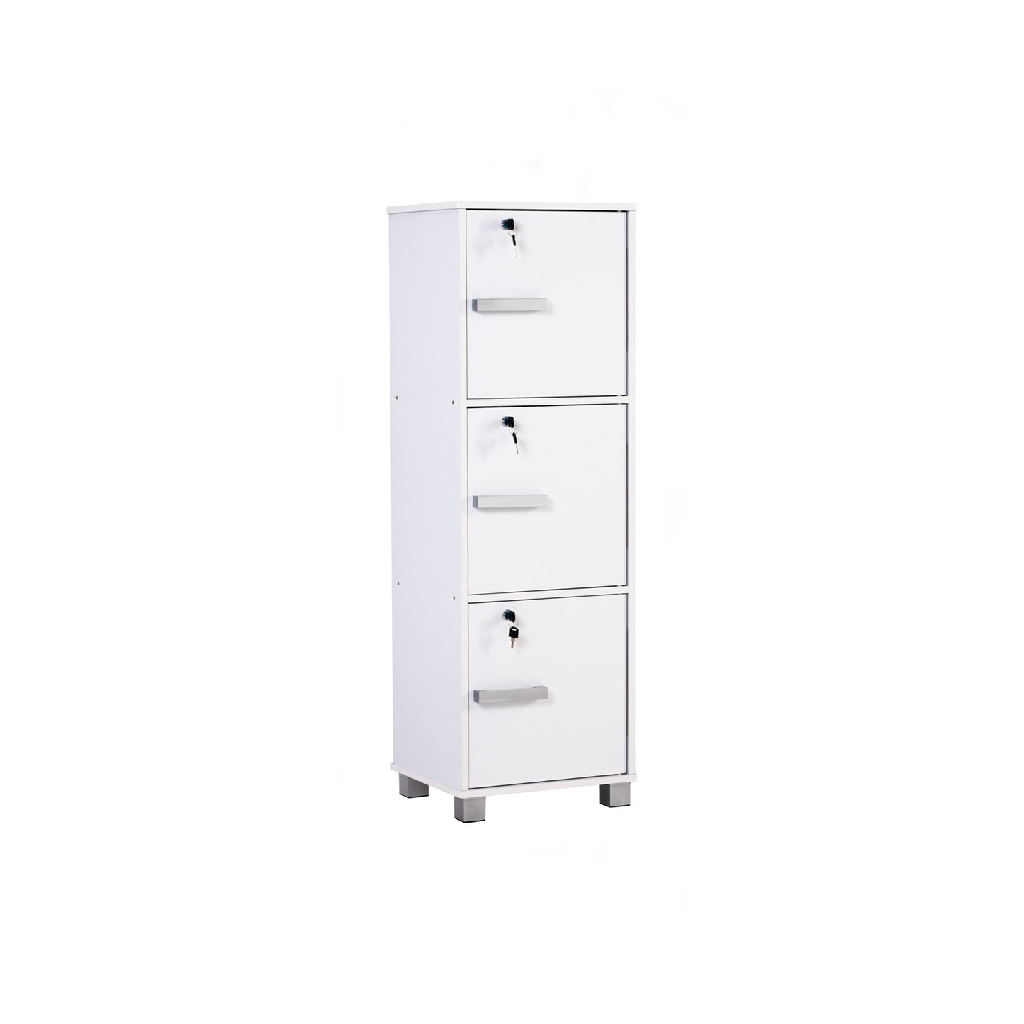 NAOMI 3 Door Storage Box With Lock - White