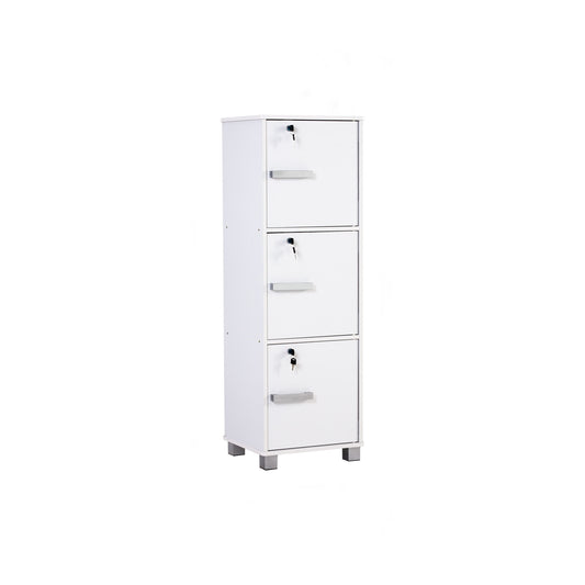 NAOMI 3 Door Storage Box With Lock - White