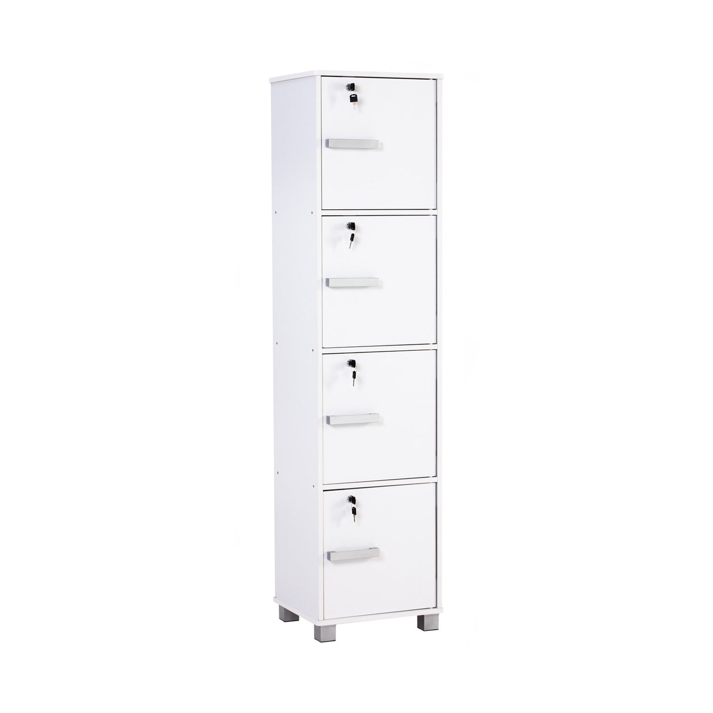 NAOMI 4 Door Storage Box With Lock - White