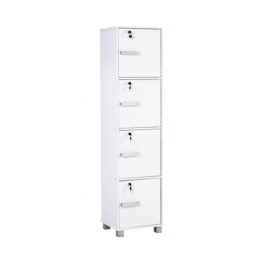NAOMI 4 Door Storage Box With Lock - White