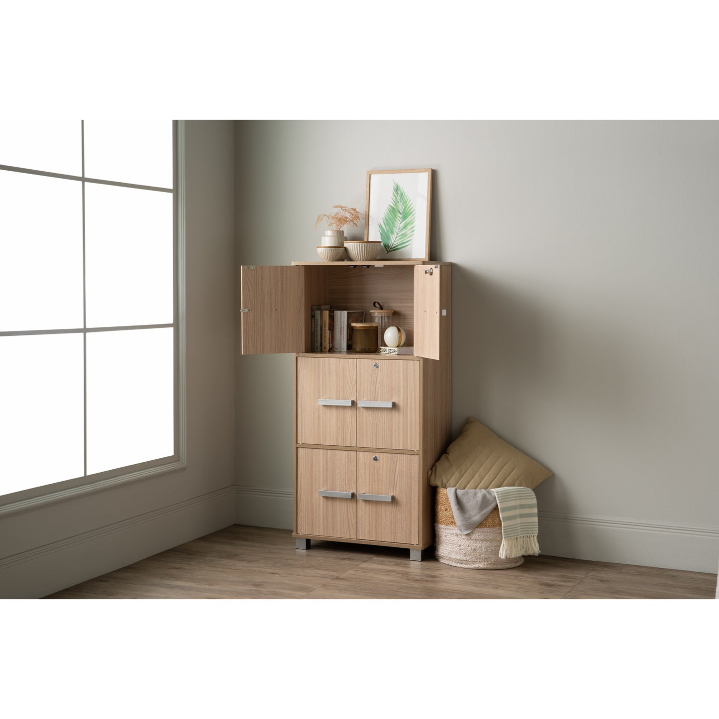 NAOMI 6 Door Storage Box With Lock - Ebonnese