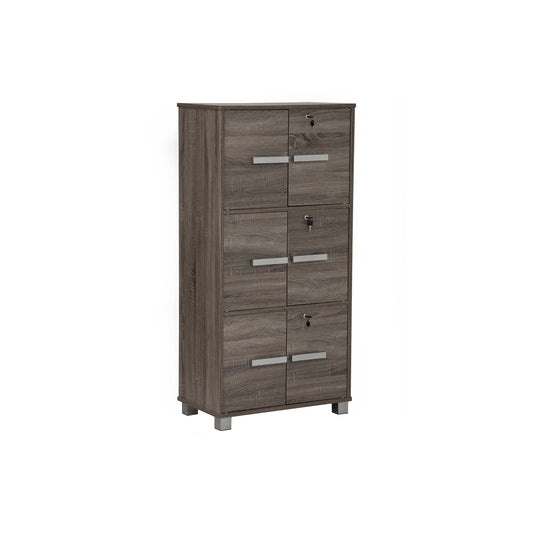 NAOMI 6 Door Storage Box With Lock - Sonoma Dark