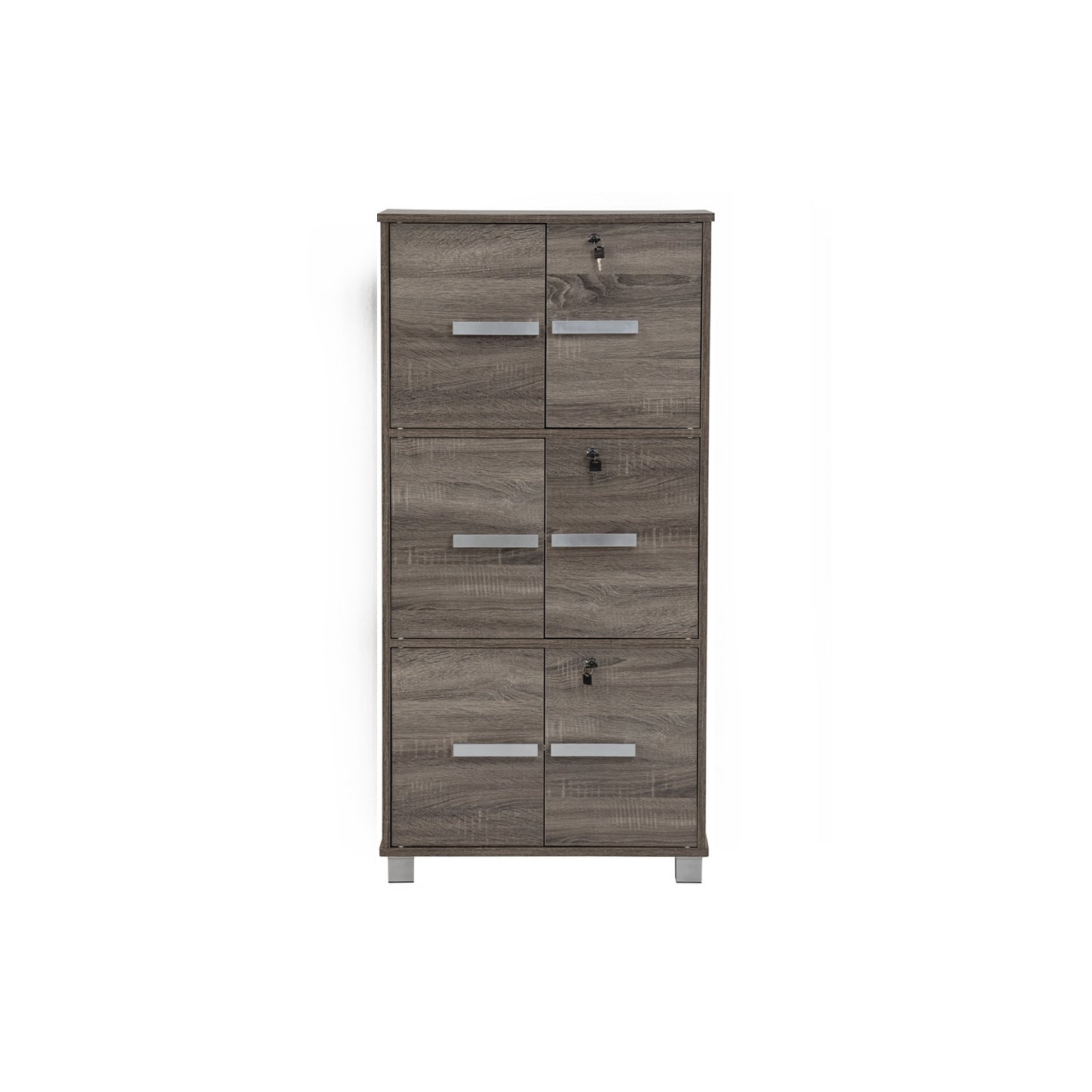 NAOMI 6 Door Storage Box With Lock - Sonoma Dark