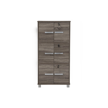 NAOMI 6 Door Storage Box With Lock - Sonoma Dark