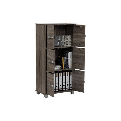 NAOMI 6 Door Storage Box With Lock - Sonoma Dark
