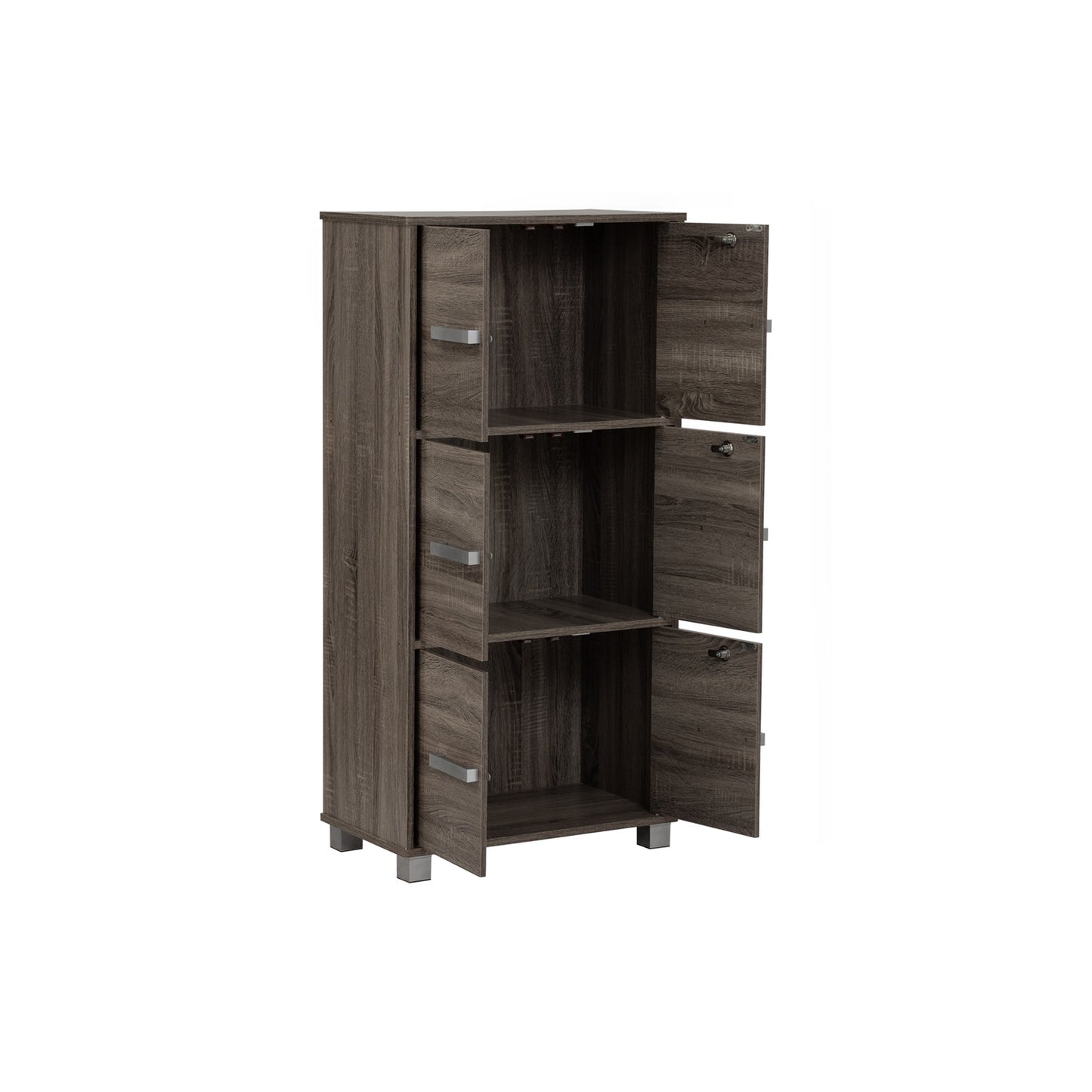 NAOMI 6 Door Storage Box With Lock - Sonoma Dark