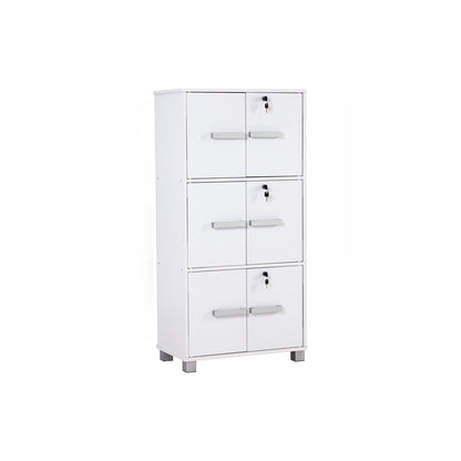 NAOMI 6 Door Storage Box With Lock - White