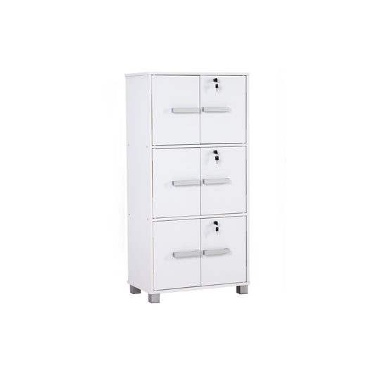 NAOMI 6 Door Storage Box With Lock - White