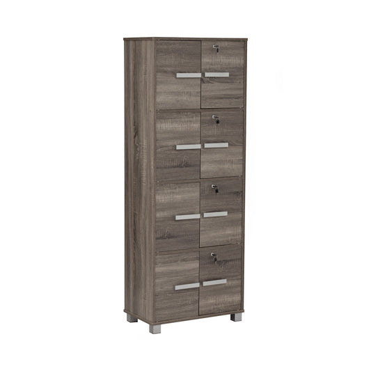 NAOMI 8 Door Storage Box With Lock - Sonoma Dark