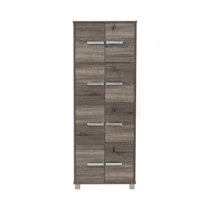 NAOMI 8 Door Storage Box With Lock - Sonoma Dark