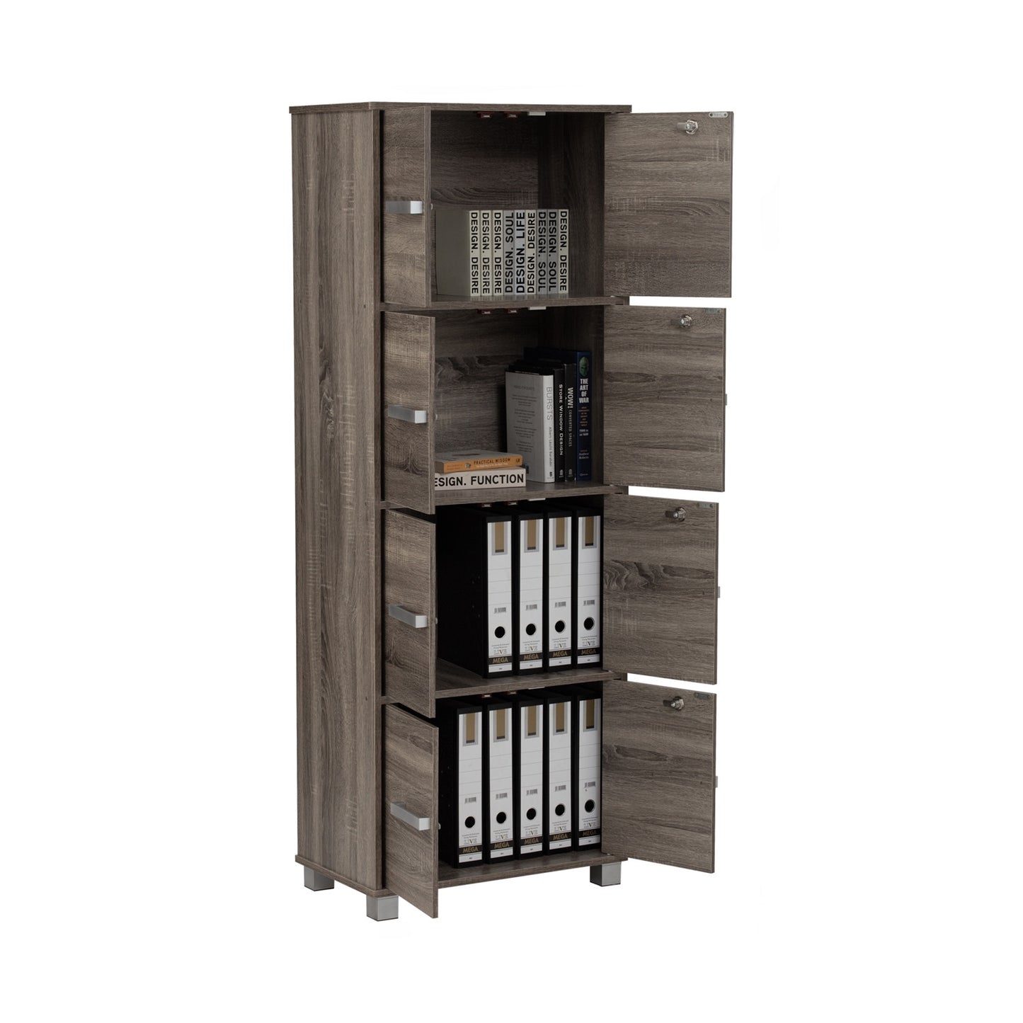 NAOMI 8 Door Storage Box With Lock - Sonoma Dark