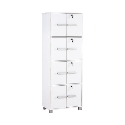 NAOMI 8 Door Storage Box With Lock - White