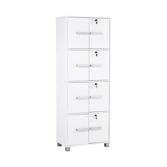 NAOMI 8 Door Storage Box With Lock - White