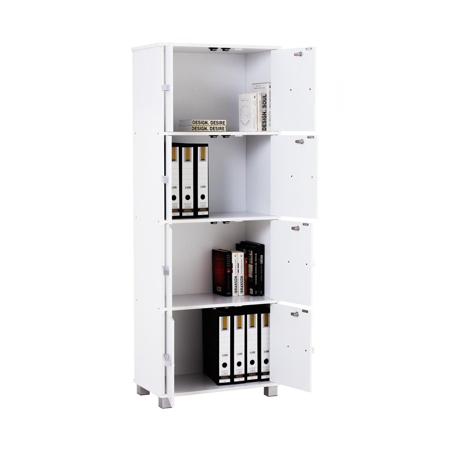 NAOMI 8 Door Storage Box With Lock - White