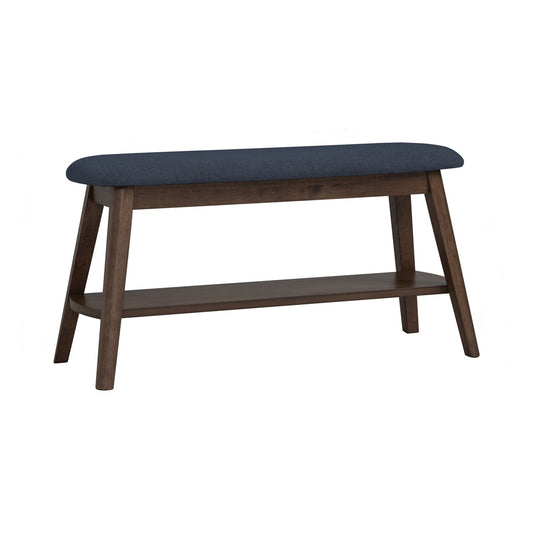 OZEL Bench - Cocoa Leg, Steel Blue Seat (900L) (Pet Friendly Fabric)