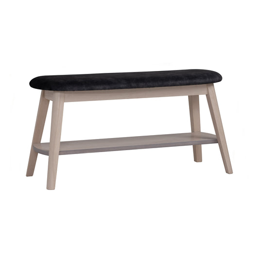 OZEL Bench - White Wash Leg, Black Seat (900L)