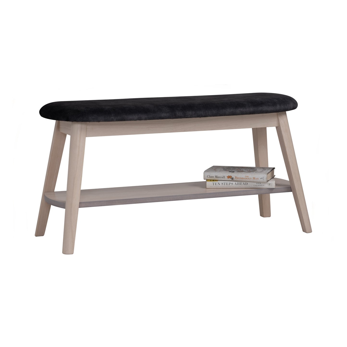 OZEL Bench - White Wash Leg, Black Seat (900L)