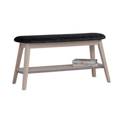 OZEL Bench - White Wash Leg, Black Seat (900L)