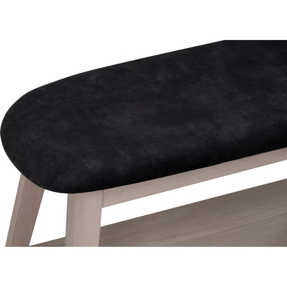 OZEL Bench - White Wash Leg, Black Seat (900L)