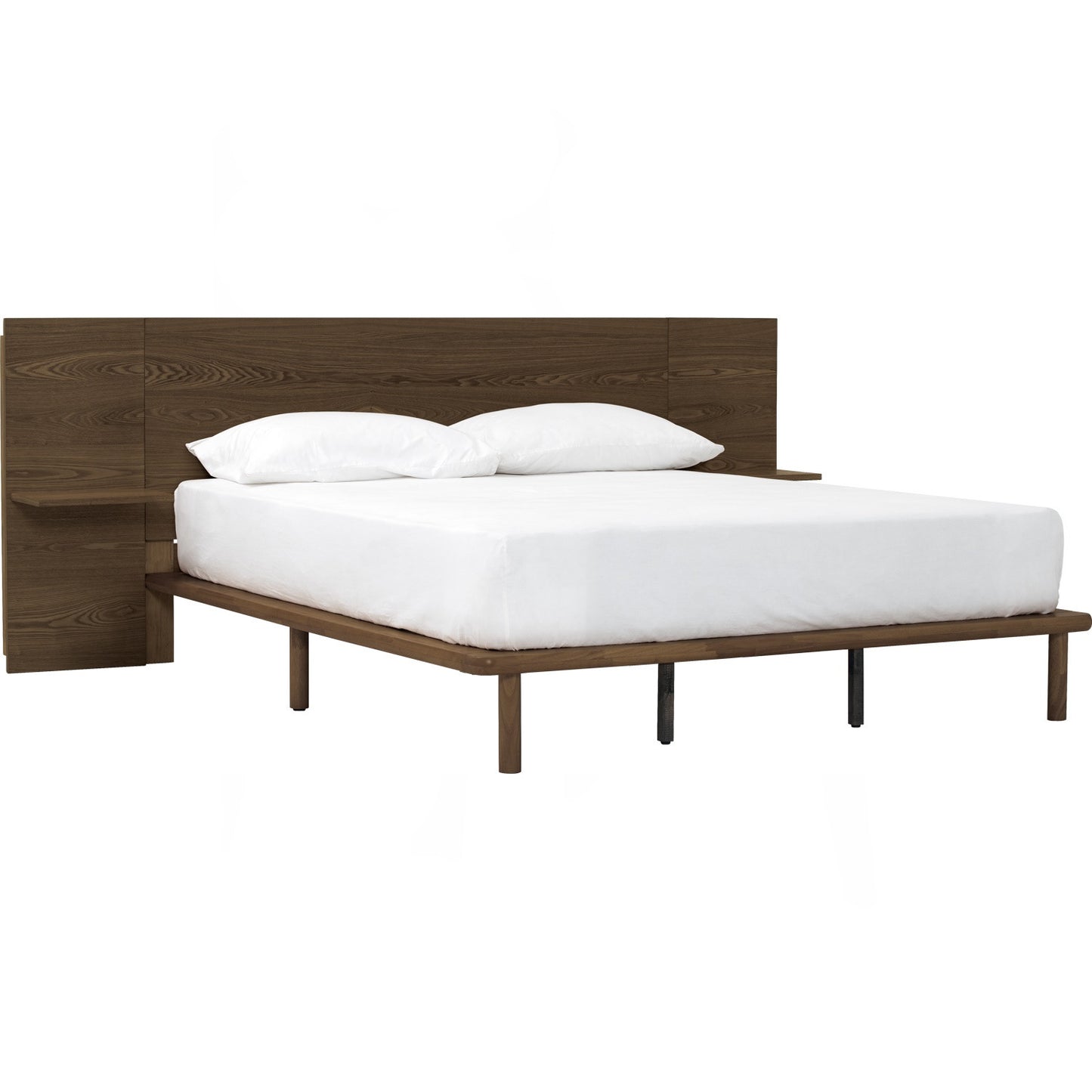 PLATO Bedframe With Side Table - Cocoa (Queen Size)