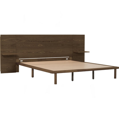 PLATO Bedframe With Side Table - Cocoa (Queen Size)