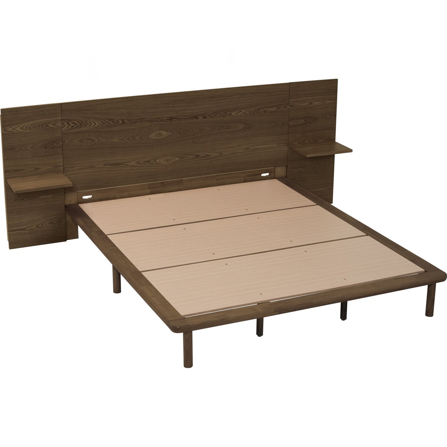 PLATO Bedframe With Side Table - Cocoa (Queen Size)