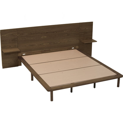 PLATO Bedframe With Side Table - Cocoa (Queen Size)