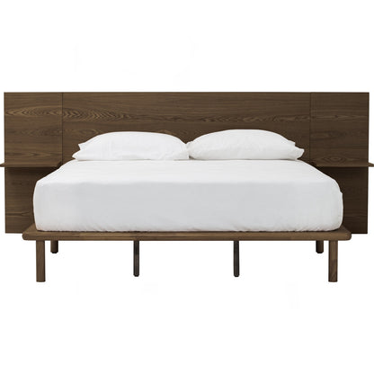 PLATO Bedframe With Side Table - Cocoa (Queen Size)