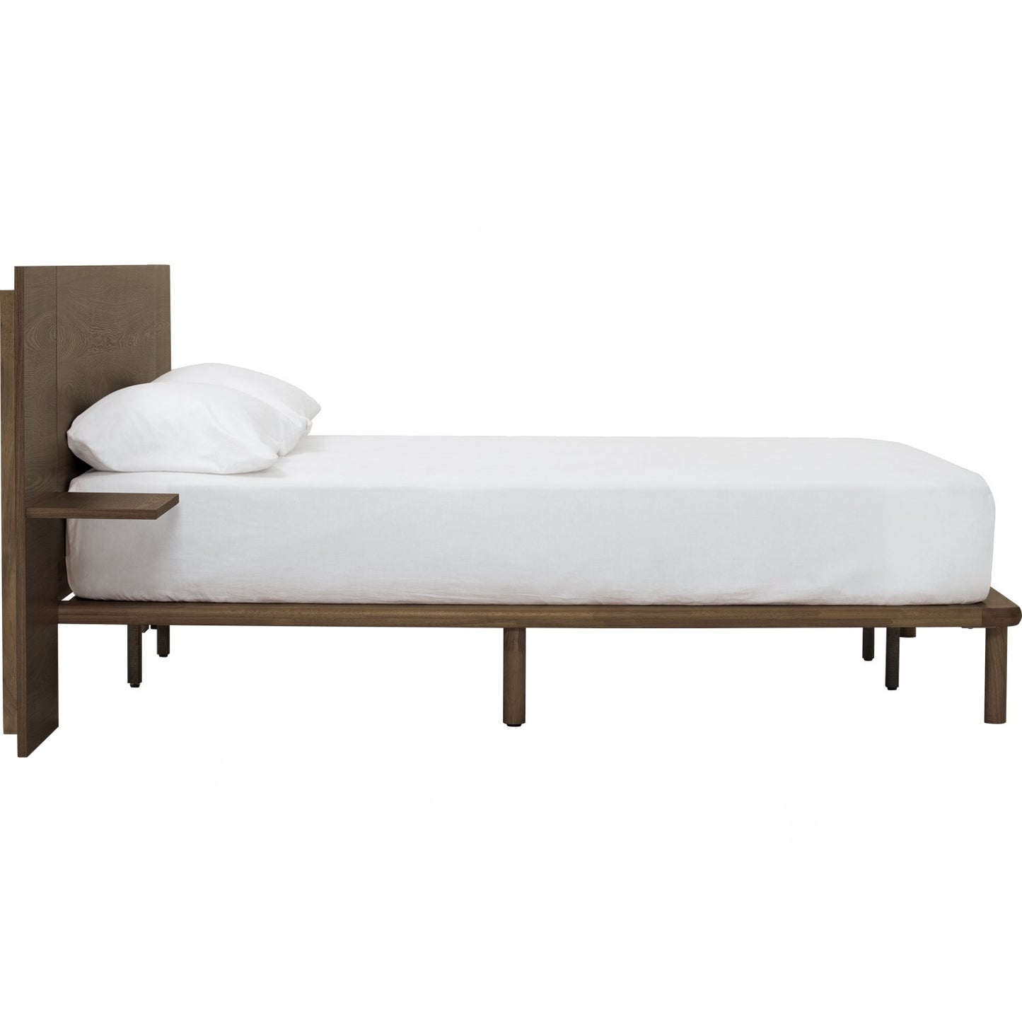 PLATO Bedframe With Side Table - Cocoa (Queen Size)