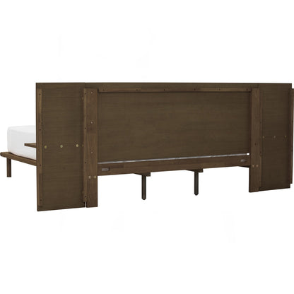 PLATO Bedframe With Side Table - Cocoa (Queen Size)