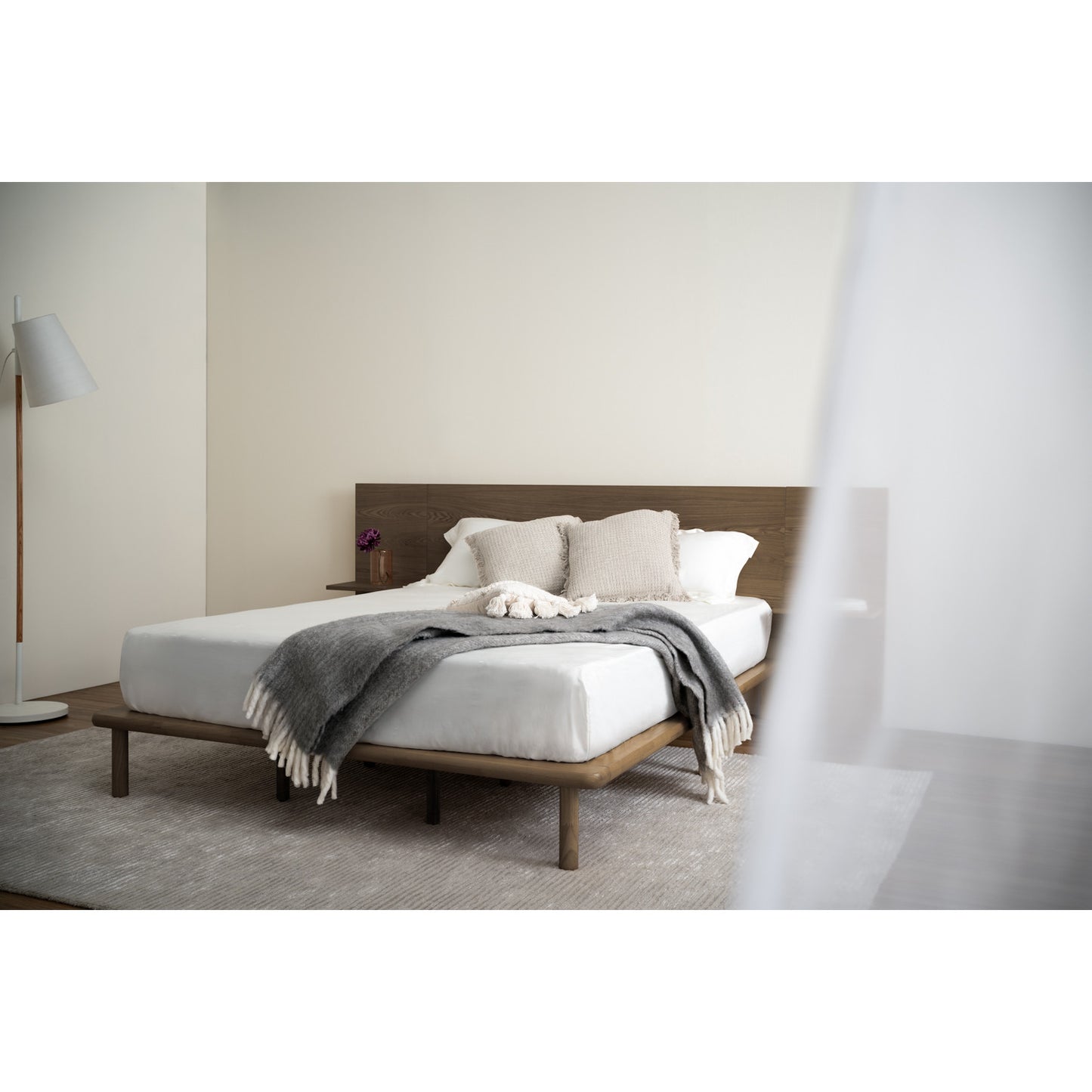 PLATO Bedframe With Side Table - Cocoa (Queen Size)